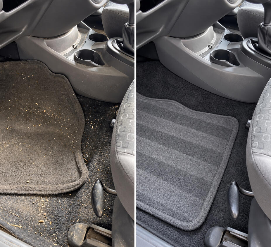 Untitled Auto-Vordersitz vor und nach der Reinigung