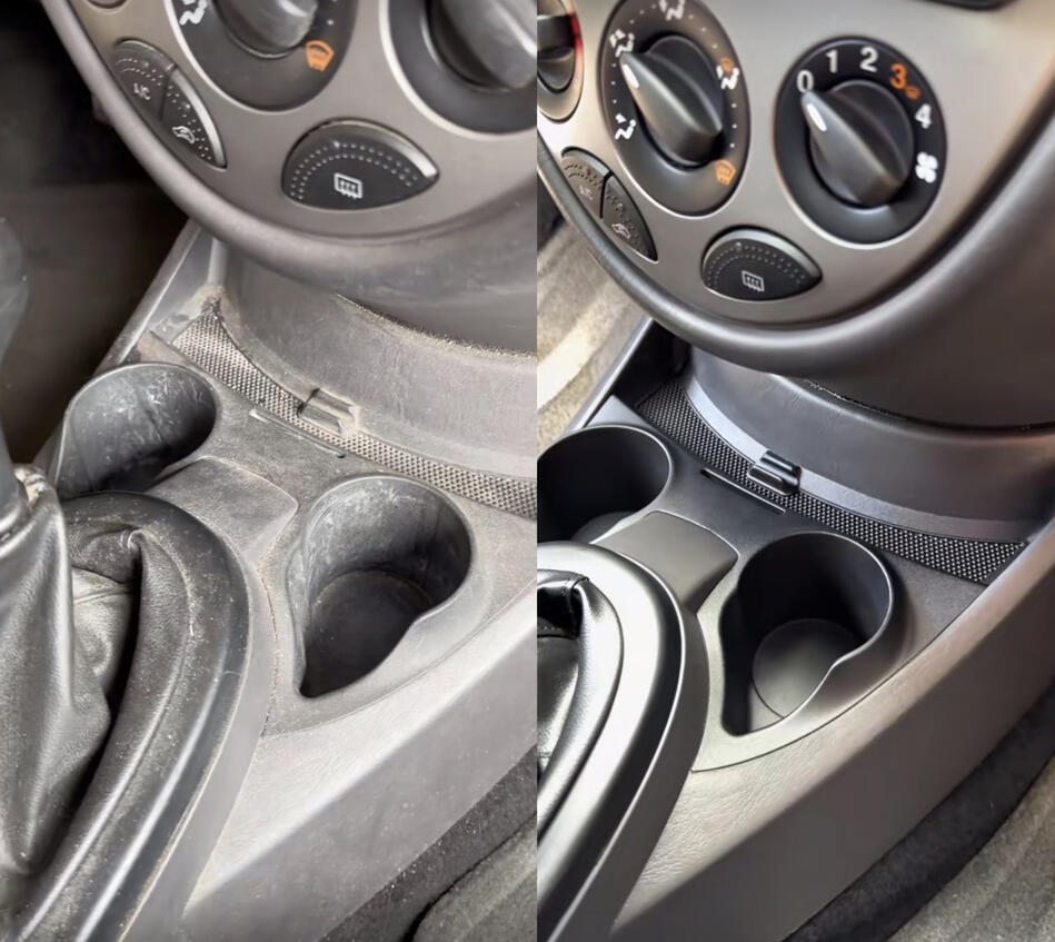 Untitled Mittelkonsole im Auto vor und nach der Reinigung