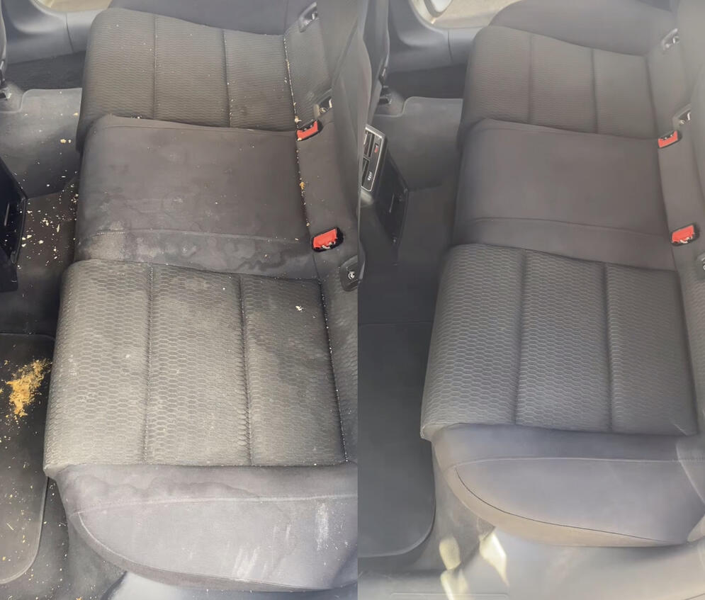 Untitled Auto-Rückbank vor und nach der Reinigung