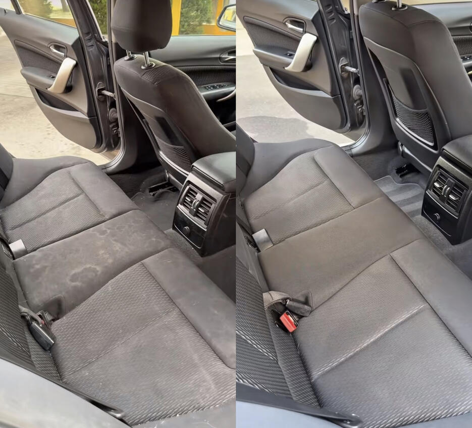 Untitled Auto-Innenreinigung in Wien: Rückbank vor und nach der Reinigung