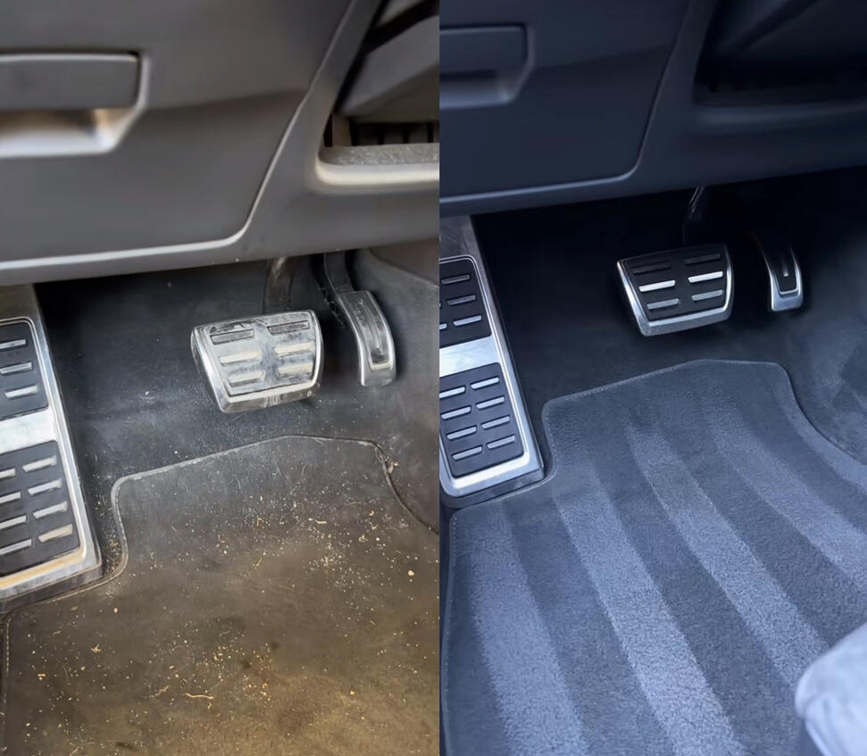 Untitled Autoteppich vor und nach der Innenreinigung
