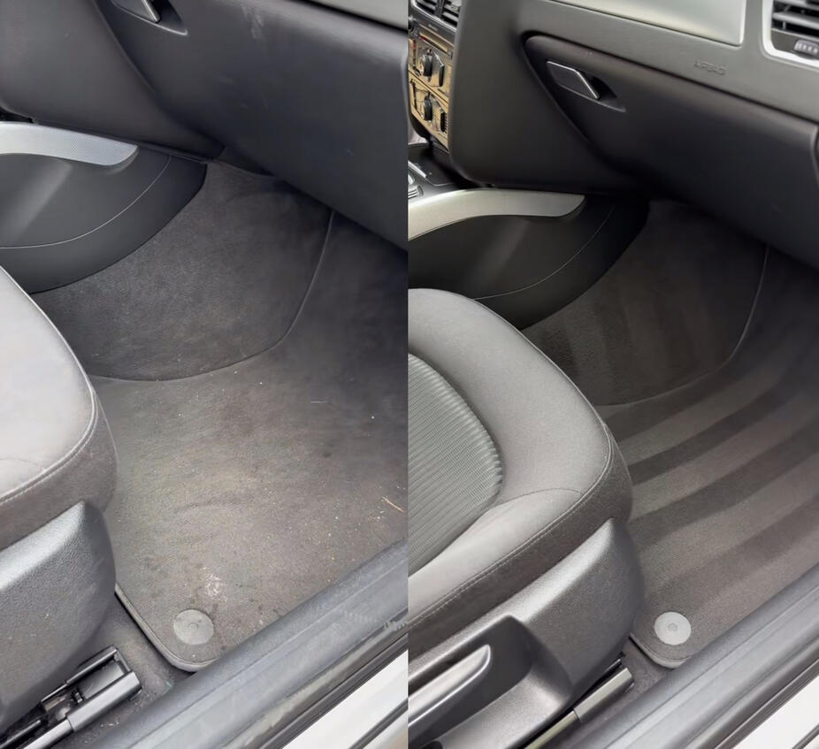 Untitled Stoffsitz im Auto vor und nach der Reinigung