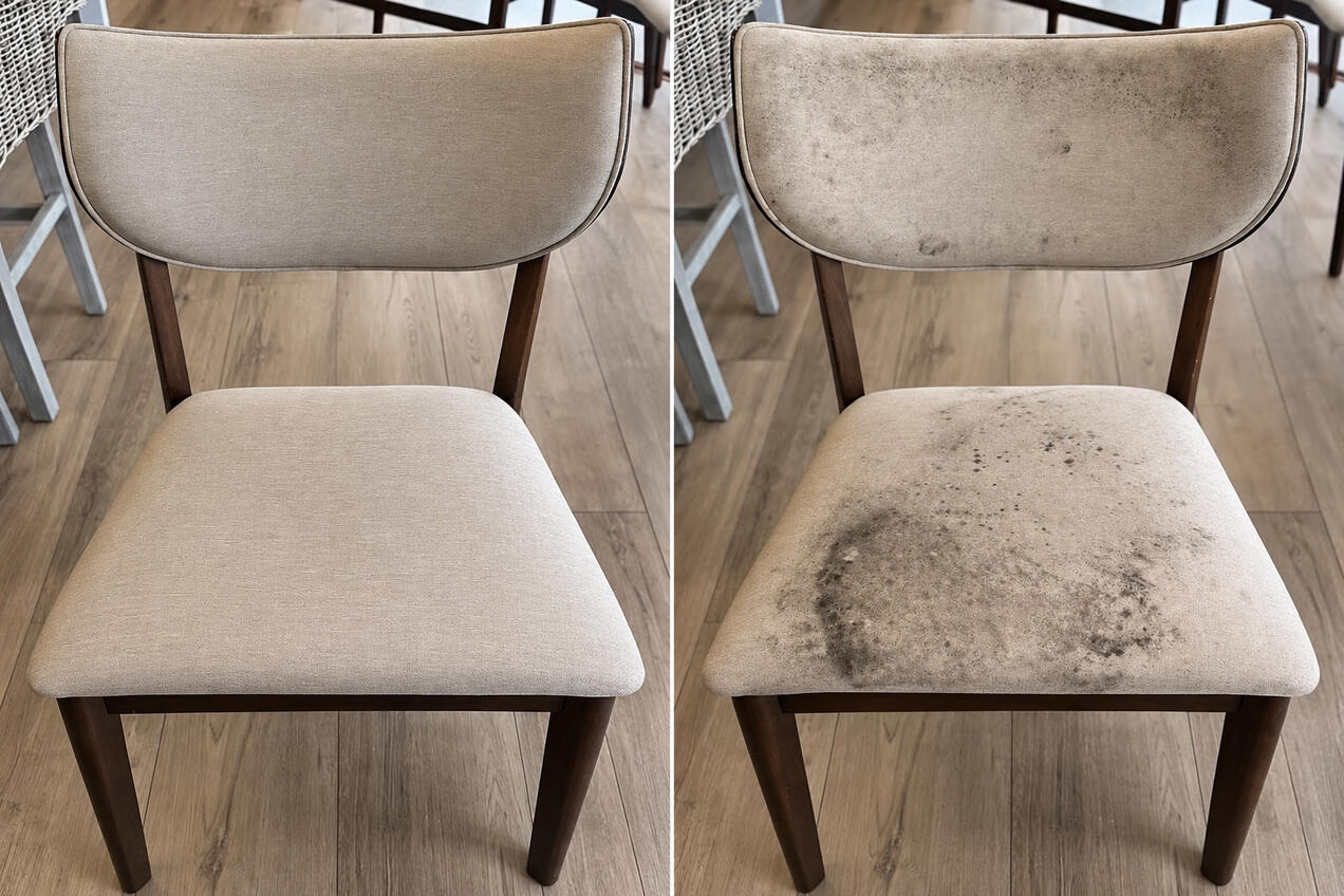 Untitled Polsterstühle vor und nach der Reinigung