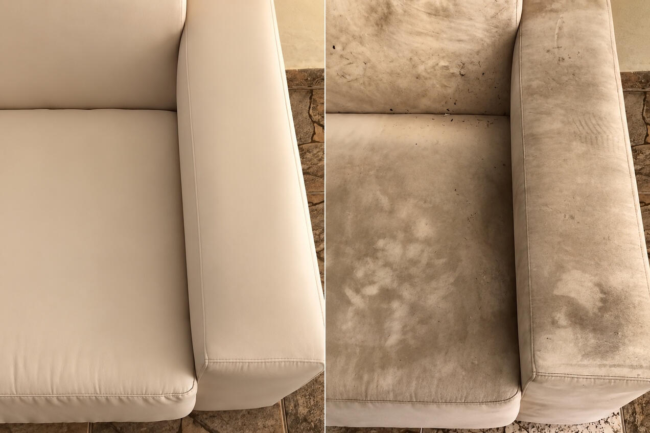 Untitled Sofa-Armlehne vor und nach der Polsterreinigung
